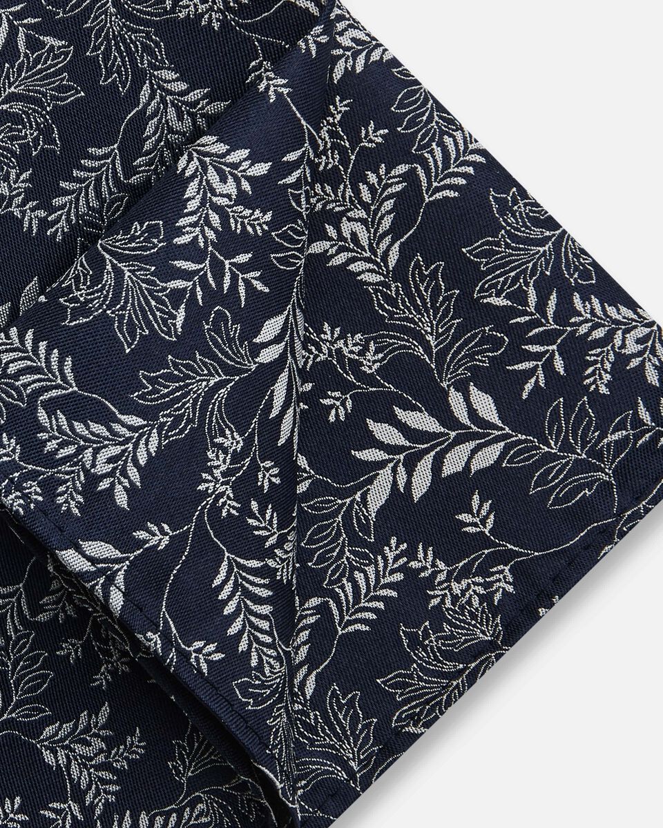 Mens Floral Navy/Silver Silk Pocket Square 